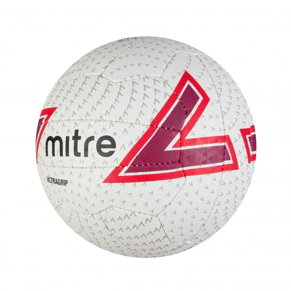 Mitre Ultragrip Netball (White/Red)