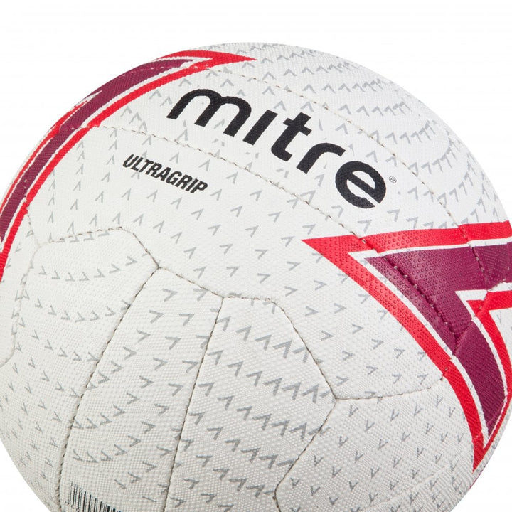 Mitre Ultragrip Netball (White/Red)