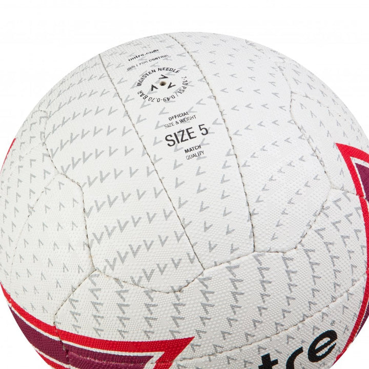 Mitre Ultragrip Netball (White/Red)